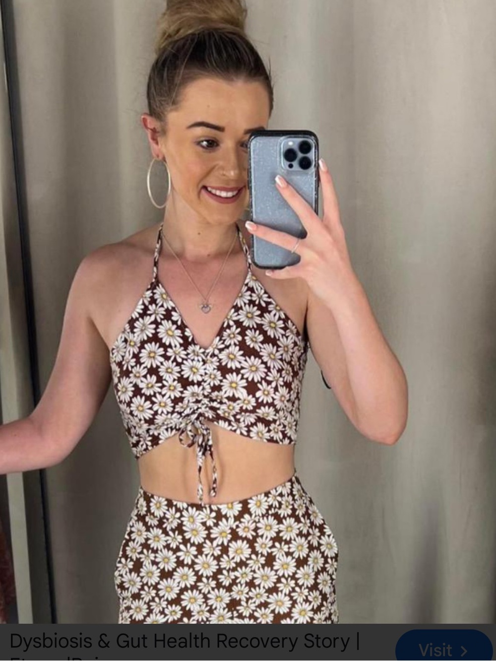 H&M Brown Daisy Halter Camisole